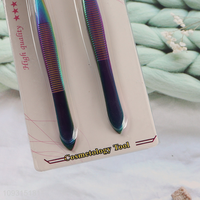 Factory wholesale 2pcs eyebrow tweezers eyebrow clamps set