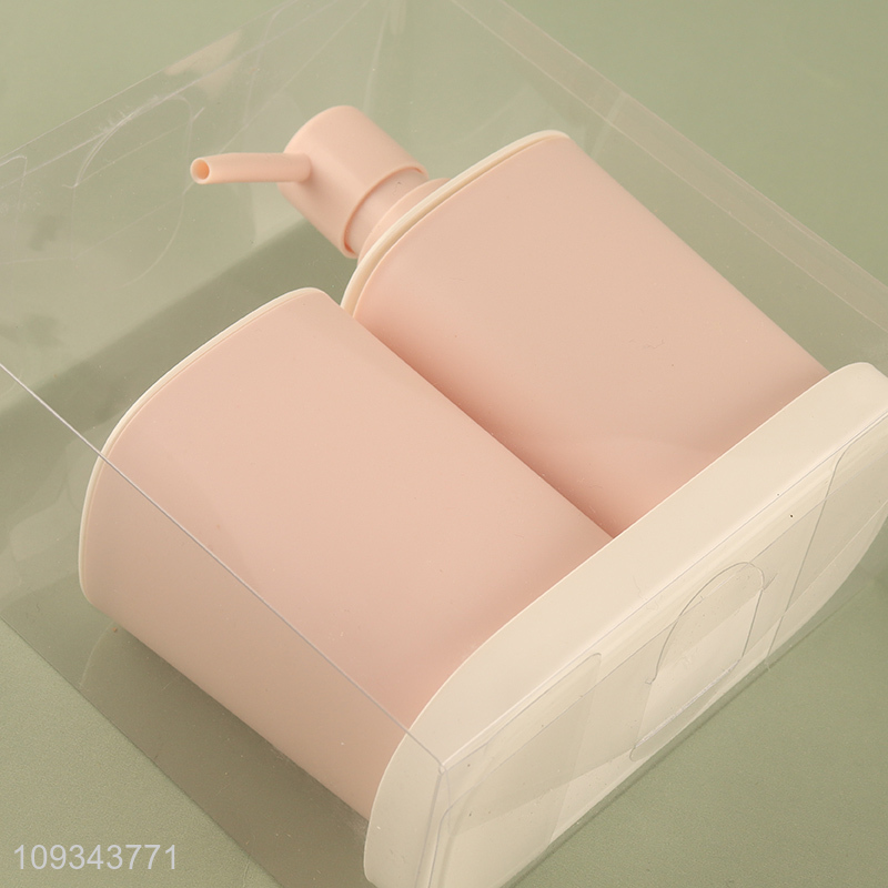 Good quality bathroom liquid soap bottle toothbrush holder set