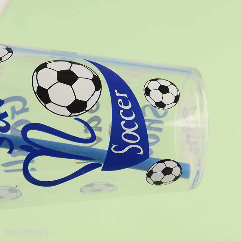 Top products football series plastic water cup straw cup