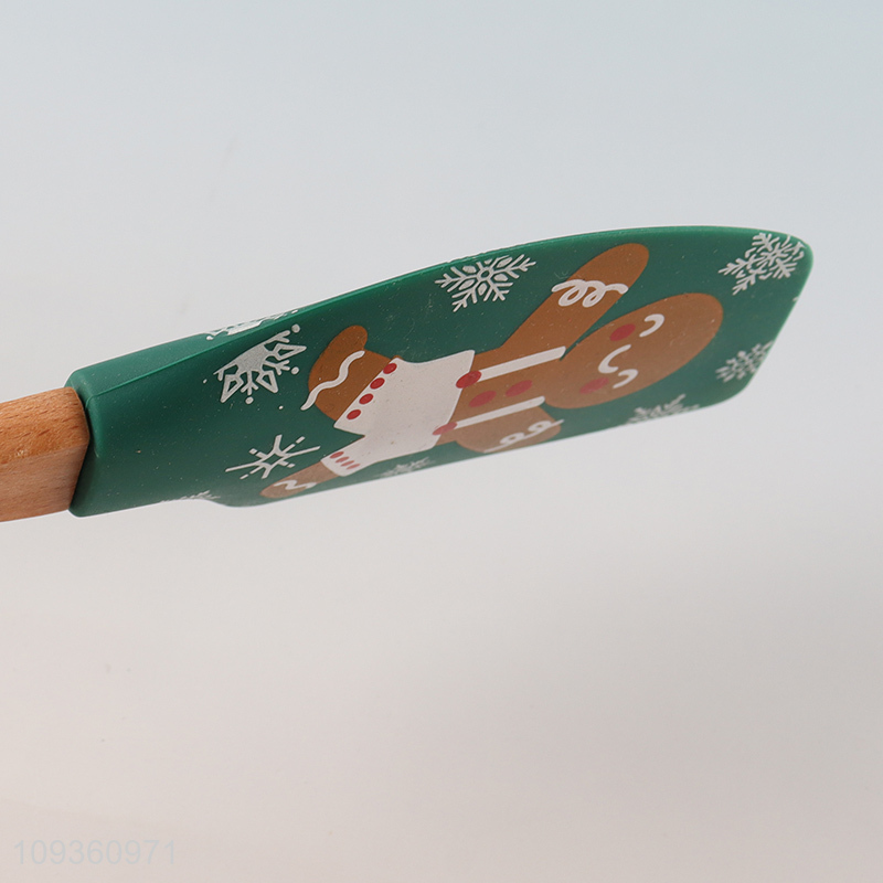 Popular products wooden handle christmas silicone butter cheese spatula