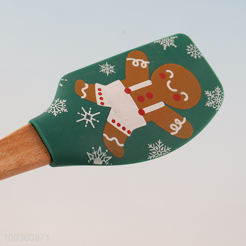 Popular products wooden handle christmas silicone butter cheese spatula