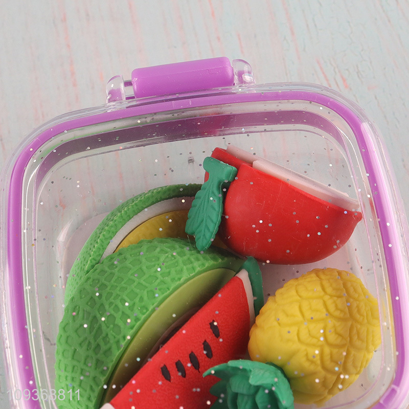 Top quality fruits series stationery eraser set for students