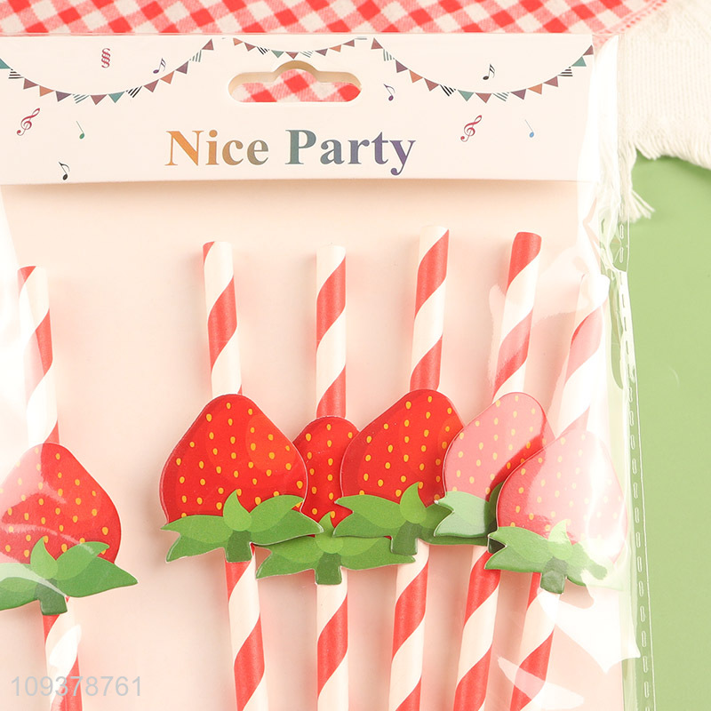 Top quality paper straw drinking straw with strawberry card
