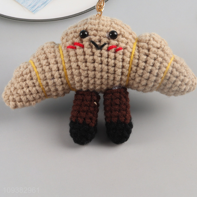 Wholesale Cute handmade Crochet Croissant Keychain