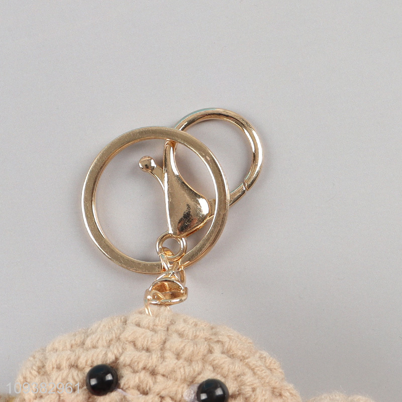 Wholesale Cute handmade Crochet Croissant Keychain