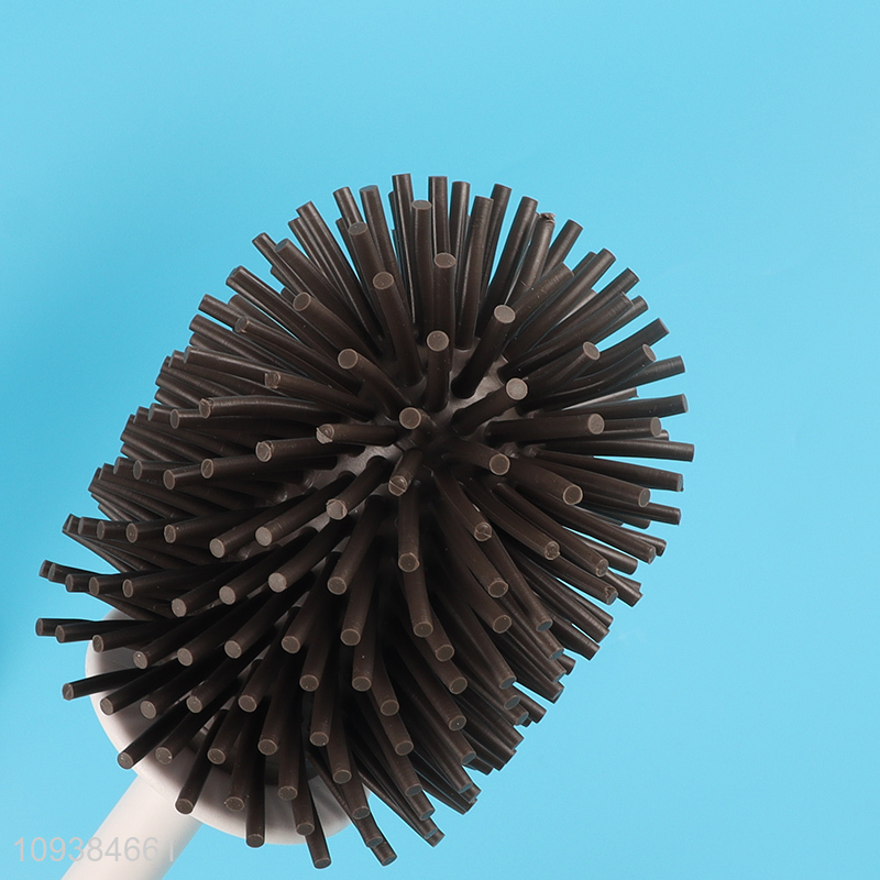 Hot items soft rubber head toilet brush with holder
