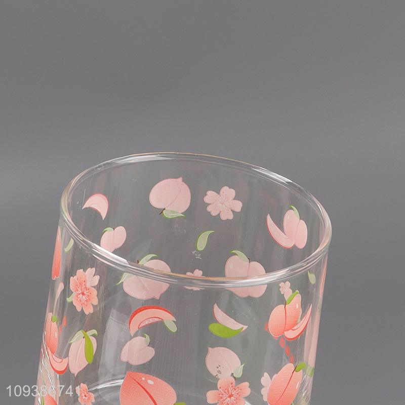 China wholesale peach printed glass water cup