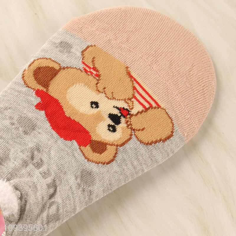 Best quality adorable cartoon animal print polyester boat socks
