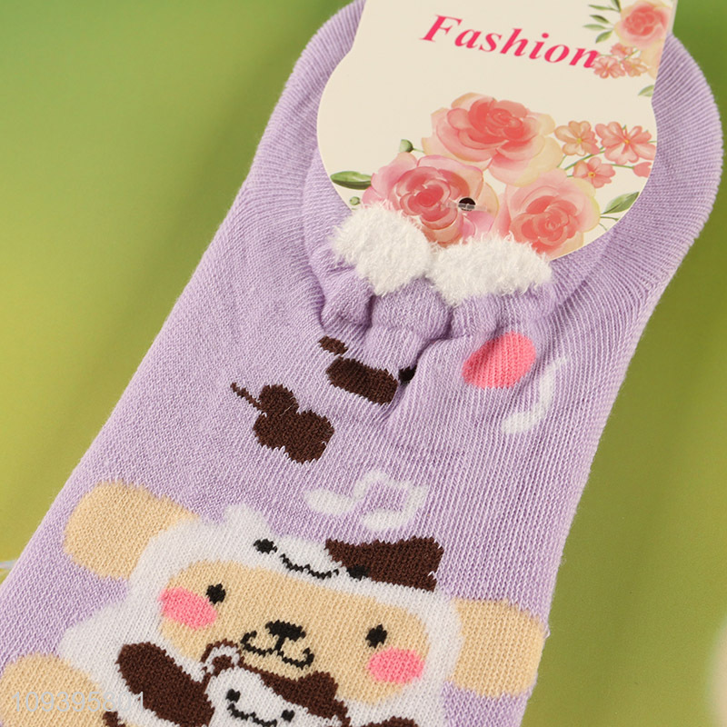 Hot items charming cartoon animal polyester boat socks