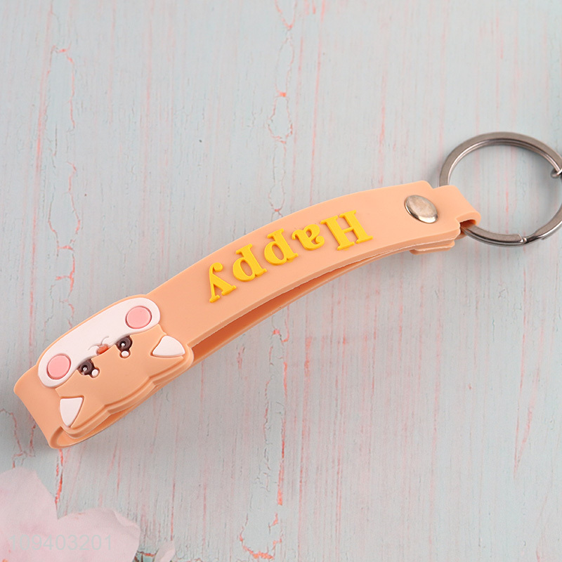 Factory price cartoon puppy silicone key chain key rings