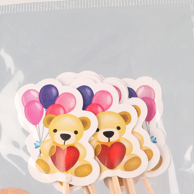 Low price cartoon bear cupcake picks cupcake topper