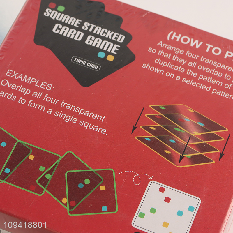 Low price children square stacked card game board game