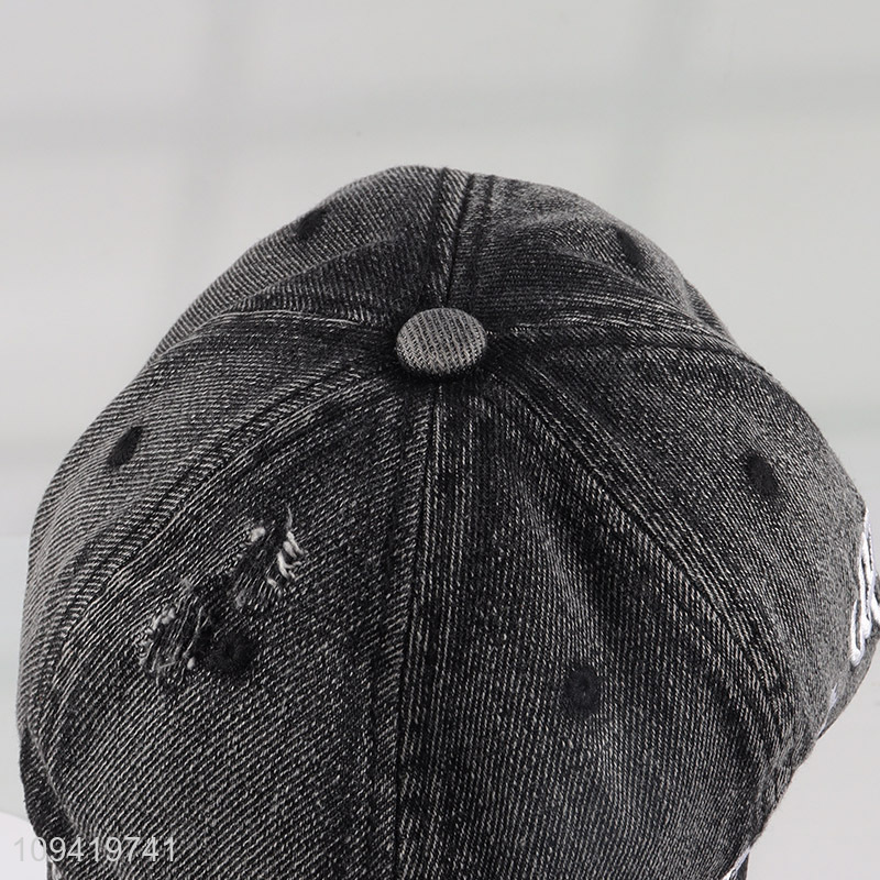 Vintage Washed Distressed Denim Baseball Cap