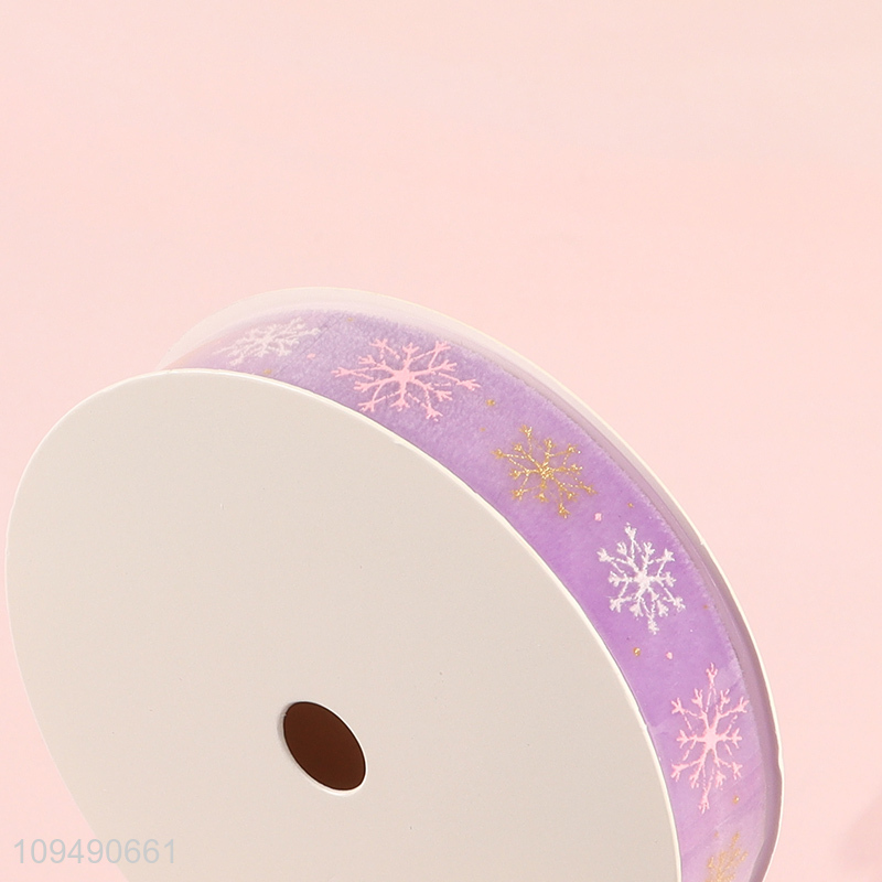 Best selling snowflakes printed polyester gift packaging ribbon
