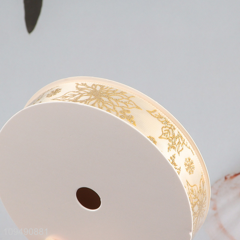 Wholesale golden gift wrap ribbon polyester ribbon