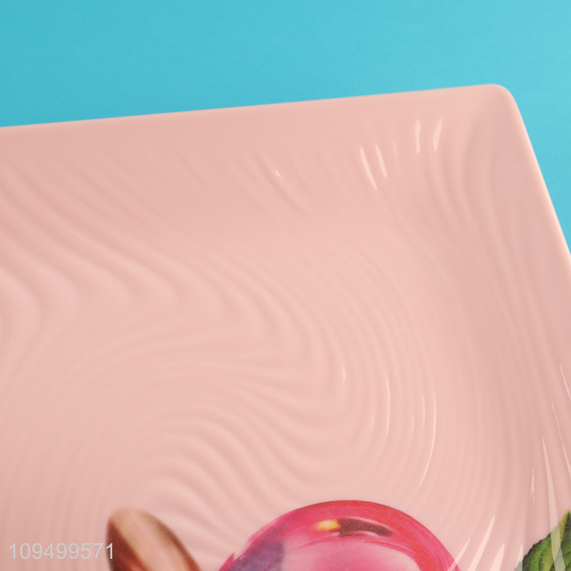 Low price square pink melamine tableware plate