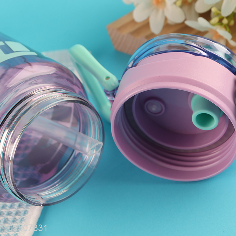 Yiwu market portable plastic water bottle with straw