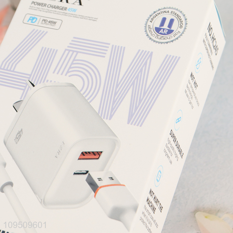 Low price 45w fast charging power adapter with data line