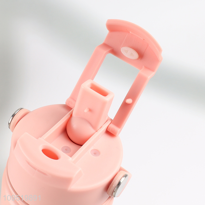 Factory supply pink stainless steel water bottle with handle