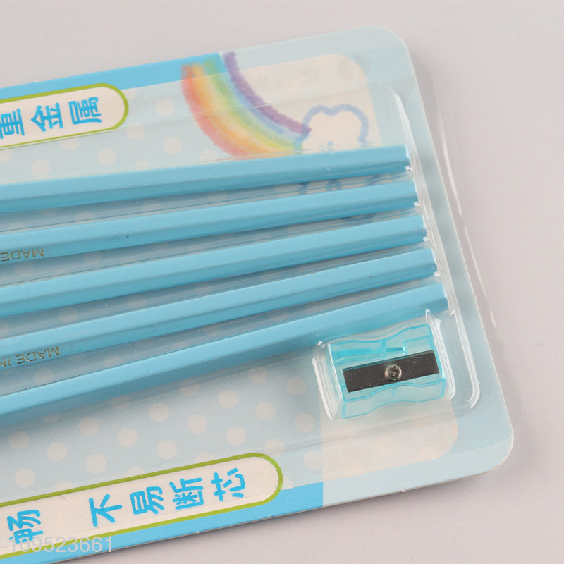 Good sale 5pcs pencil set with eraser and pencil sharpener
