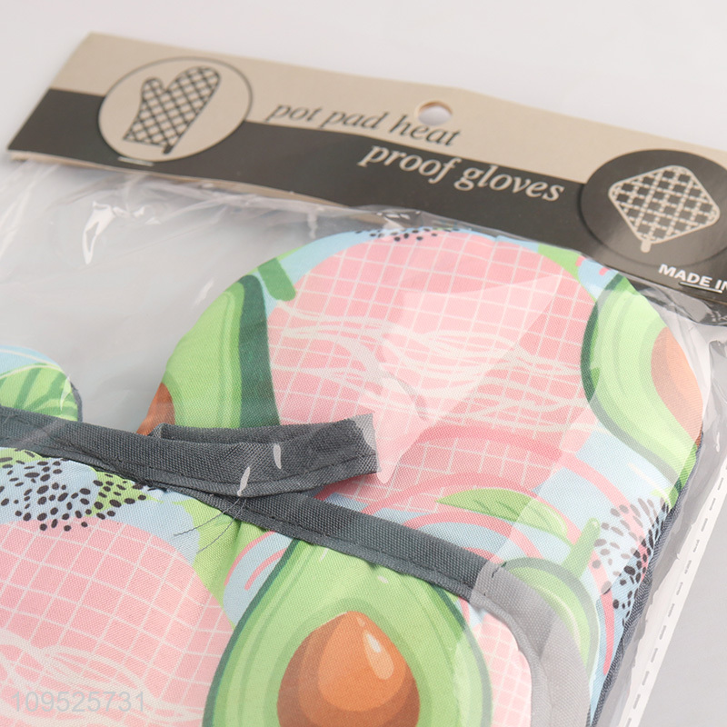Hot items 2pcs oven mitts heat pad set