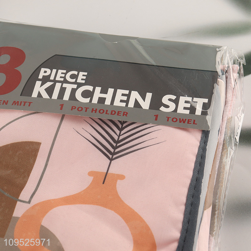 Wholesale 3pcs waterproof apron heat pad kitchen towel set