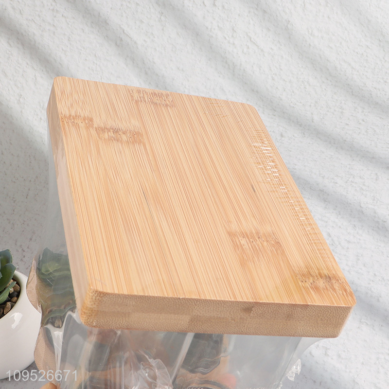 Top products clear glass condiment bottle with bamboo lid