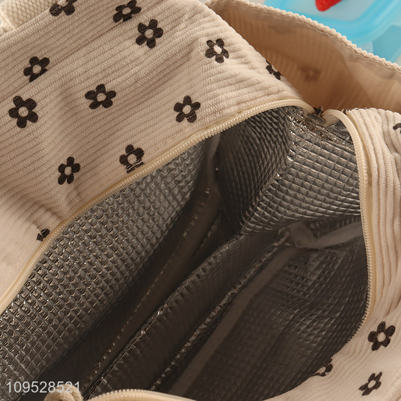 Good selling portable corduroy lunch bag wholesale