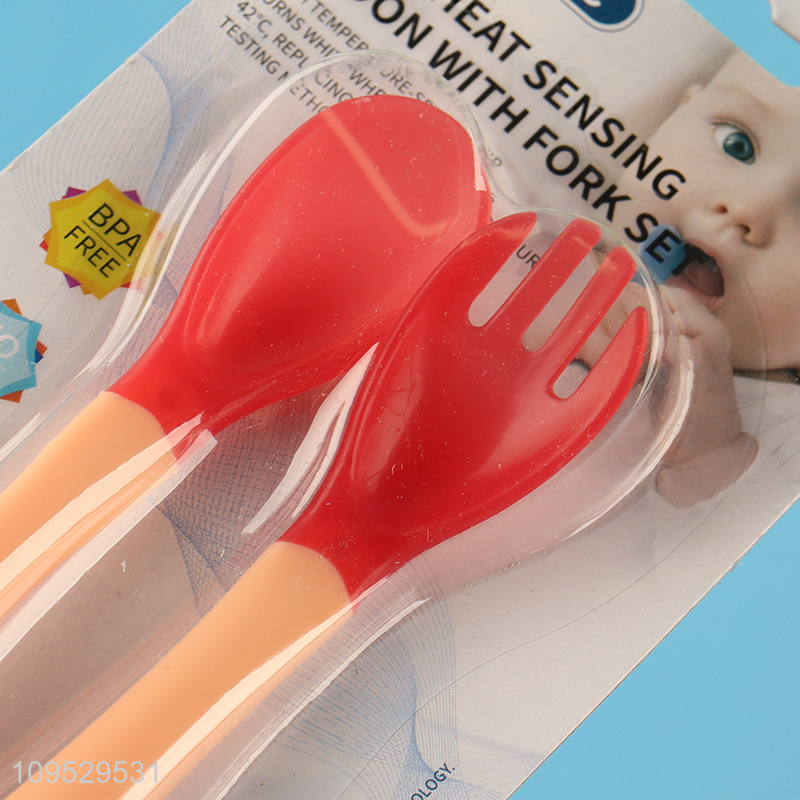 Heat Sensitive Silicone Soft Spoon Fork Set