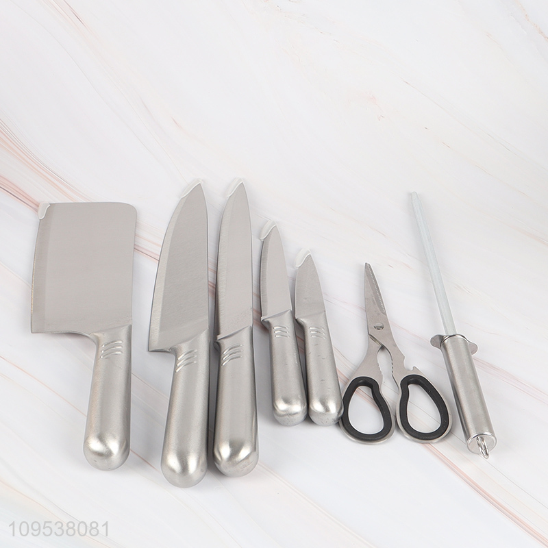 8 Pieces Round Handle Kitchen Knife Gift Set With Knife Block