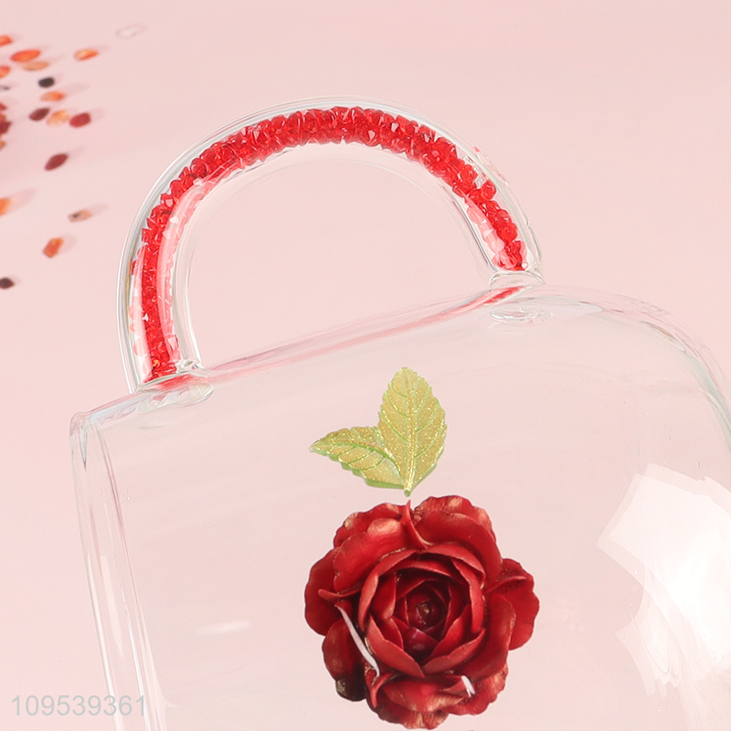 Factory price glass water cup drinking cup with handle