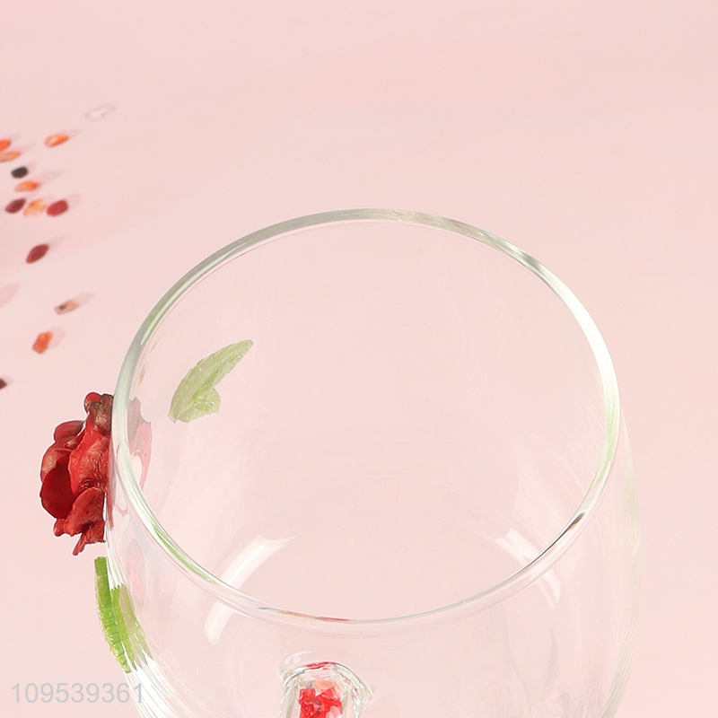 Factory price glass water cup drinking cup with handle