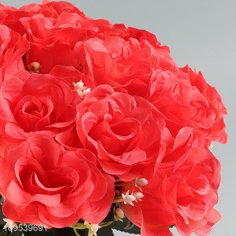 Fashion Wedding Centerpiece Artificial Coral Roses Bouquet