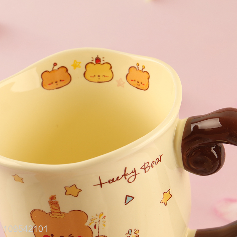 Low price cartoon bear ceramic water cup water mug