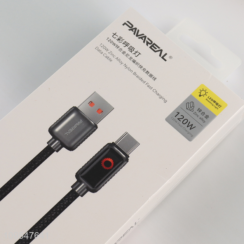 Good price 120w zinc alloy nylon braided fast charging data cable